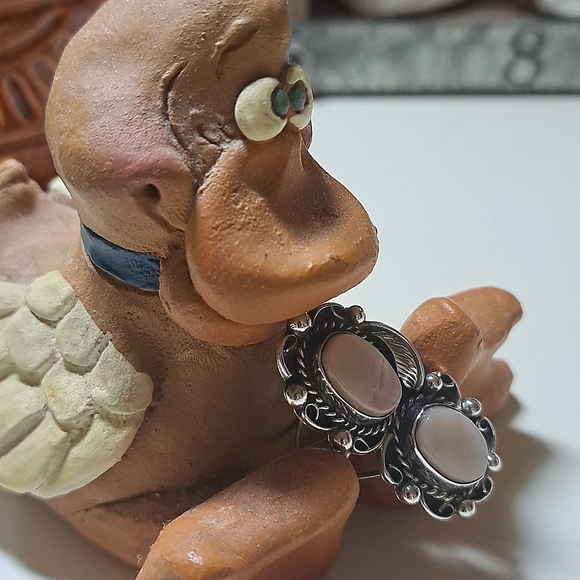 Silver Handmade Rose Alabaster  Ring - Picture 3 of 5